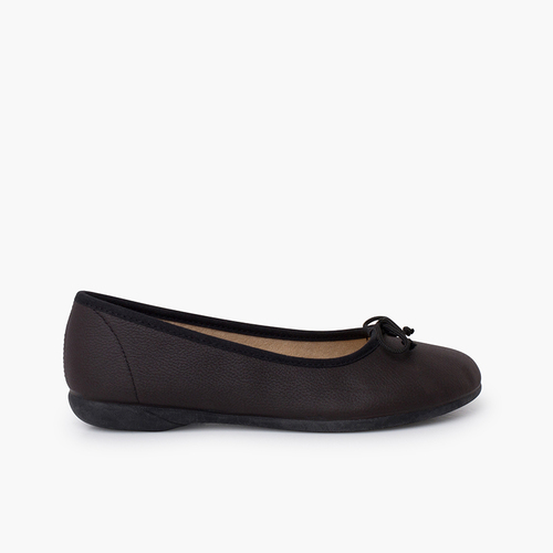 Ballerines petit nœud flexibles cuir végan Noir