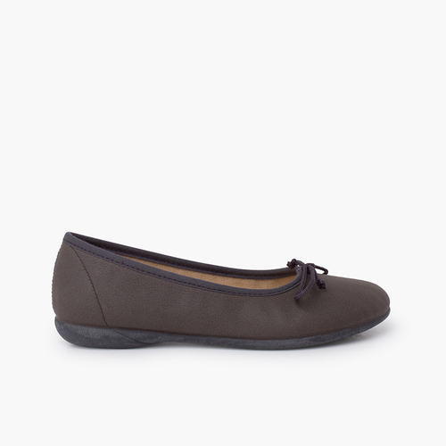 Ballerines petit nœud flexibles cuir végan Gris