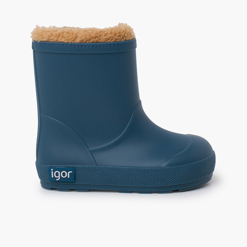 Bottes de pluie barefoot doublure fausse fourrure Bleu pétrole
