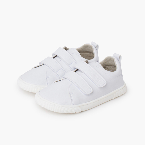 Baskets barefoot scolaires double fermeture scratch Blanc