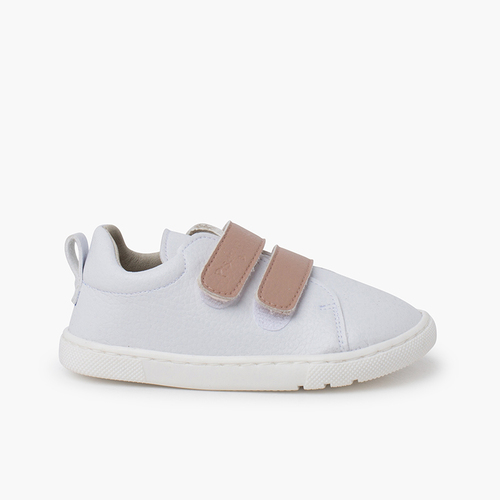 Baskets barefoot bandes scratch interchangeables Blanc et Rose