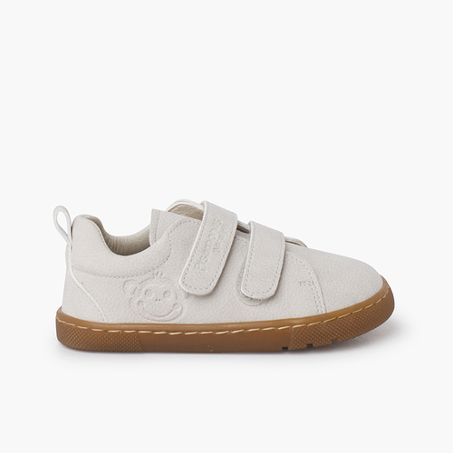 Baskets barefoot de type cuir texturé Écru
