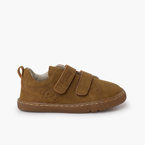 Baskets barefoot de type cuir texturé Chameau