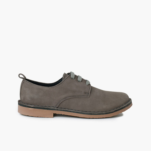 Derbies cuir nubuck ciré Gris