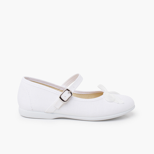Chaussures babies nœud nacré brillant Blanc