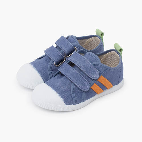 Baskets souples toile éco combinée Bleu denim