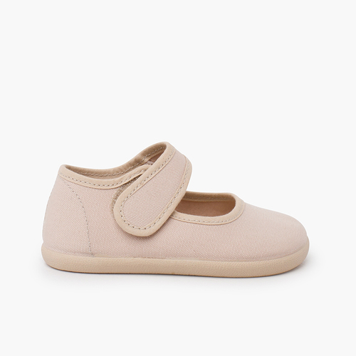 Babies barefoot en toile fermeture large Sable