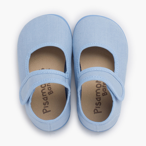 Babies barefoot en toile fermeture large Bleu ciel