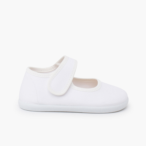 Babies barefoot en toile fermeture large Blanc