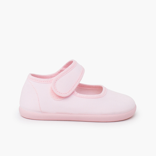 Babies barefoot en toile fermeture large Rose Claire