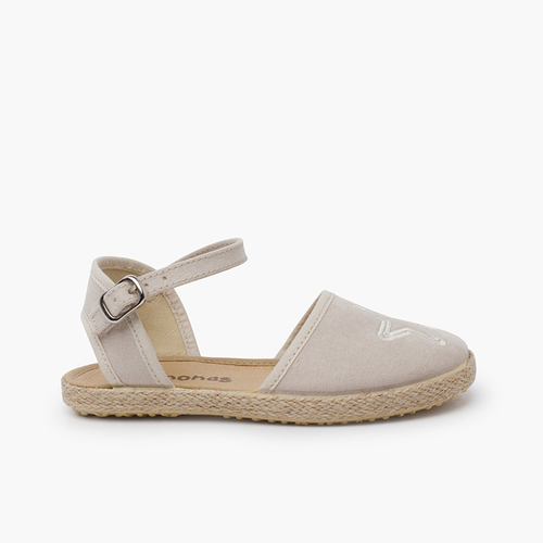 Espadrilles plates étoile brodée Écru