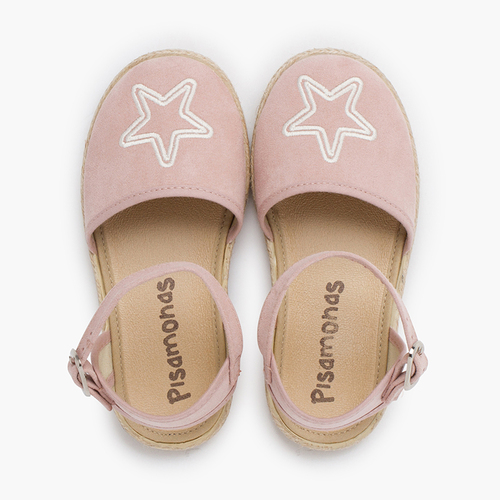 Espadrilles plates étoile brodée Rose