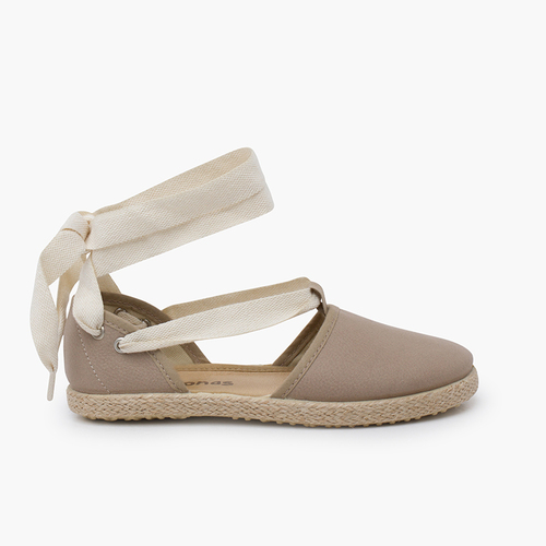 Espadrilles valenciennes à rubans cuir végan Sable