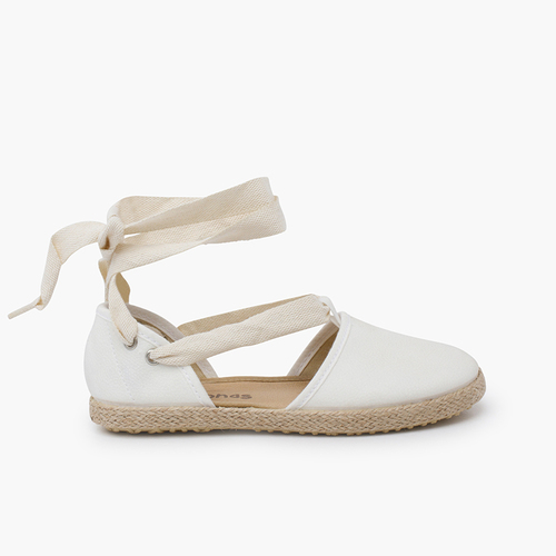 Espadrilles valenciennes à rubans cuir végan Blanc