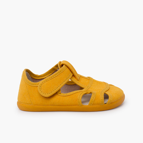 Sandales garçon barefoot toile lavée Curcuma