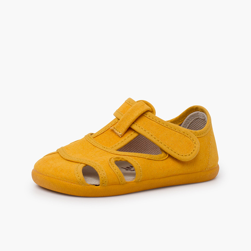 Sandales garçon barefoot toile lavée Curcuma
