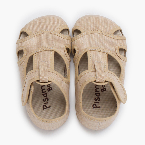 Sandales garçon barefoot toile lavée Pierre