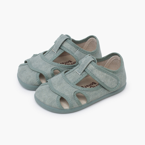 Sandales garçon barefoot toile lavée Vert