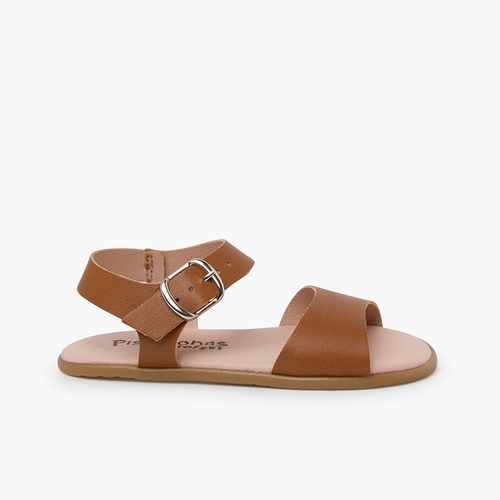 Sandales barefoot unies boucle Couleur Cuir