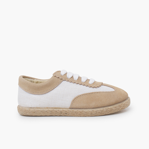 Baskets lin et suède combinées Pierre