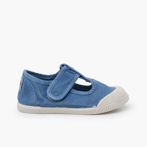 Salomés barefoot en toile lavée Bleu denim