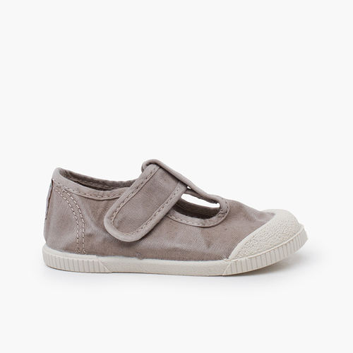 Salomés barefoot en toile lavée Gris