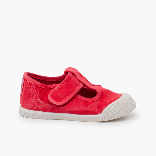 Salomés barefoot en toile lavée Rouge