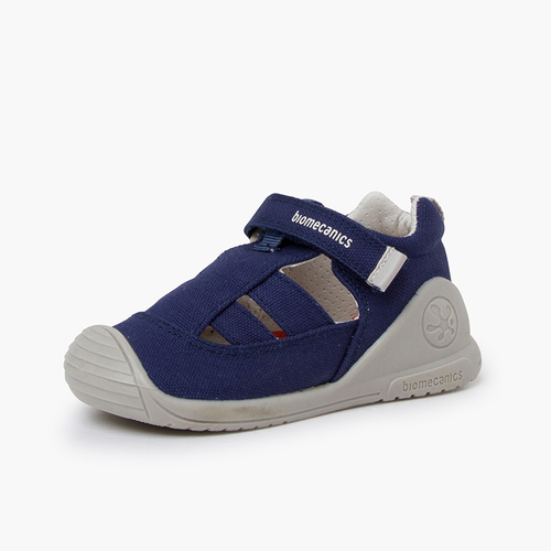 Sandales toile Biomecanics fermeture à scratch Bleu Marine