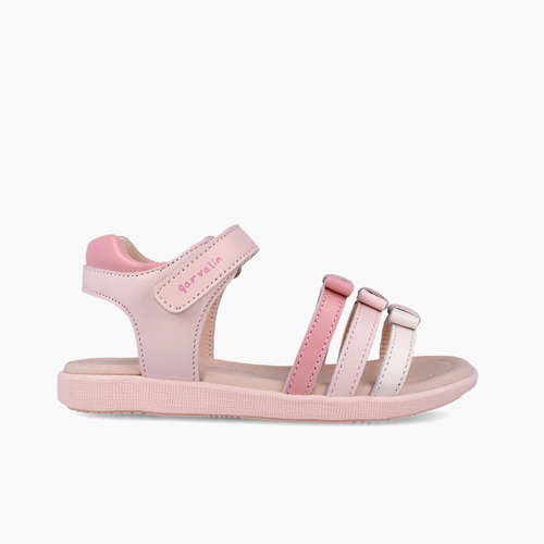 Sandales fille Garvalin triple bride nœuds Rose