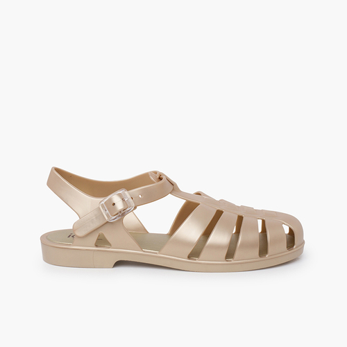 Sandales plastique classiques Biarritz métallisées Champagne