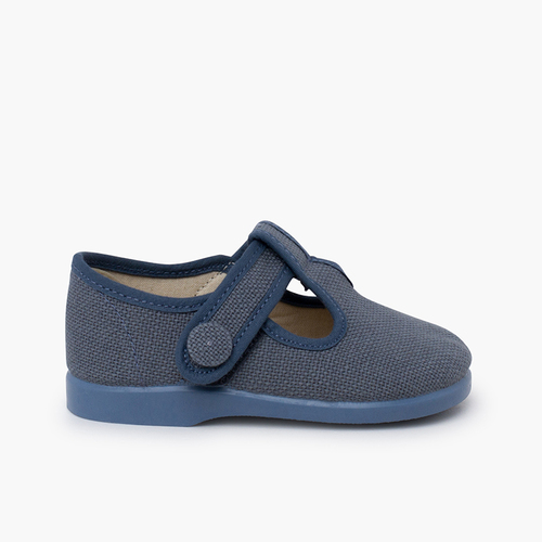 Salomés lin fermeture scratch bouton Bleu de France