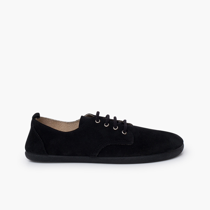 Derbies à lacets barefoot suédé Noir