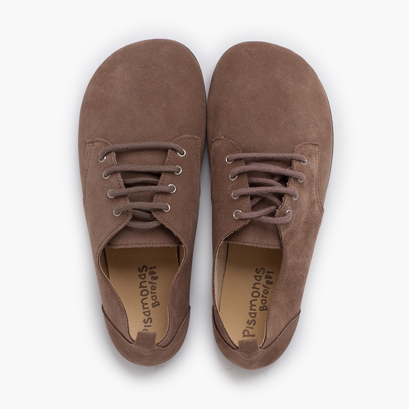 Derbies à lacets barefoot suédé Taupe