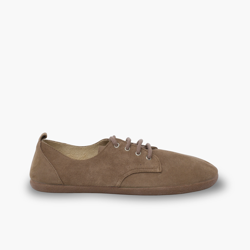 Derbies à lacets barefoot suédé Taupe