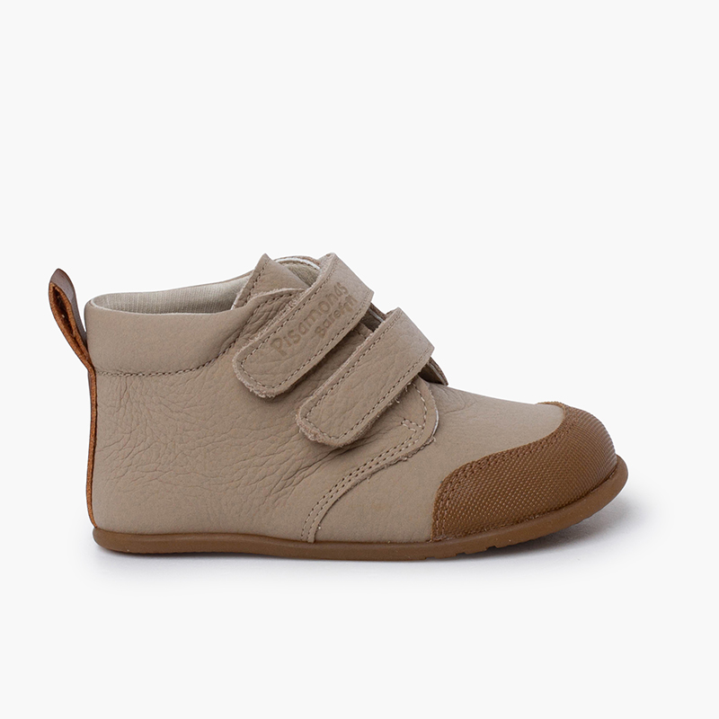 Bottines enfants barefoot cuir bout renforcé Sable