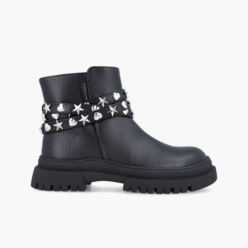 Bottes fille bride cloutée Noir