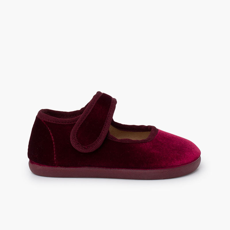 Babies barefoot velours bride scratch Bordeaux