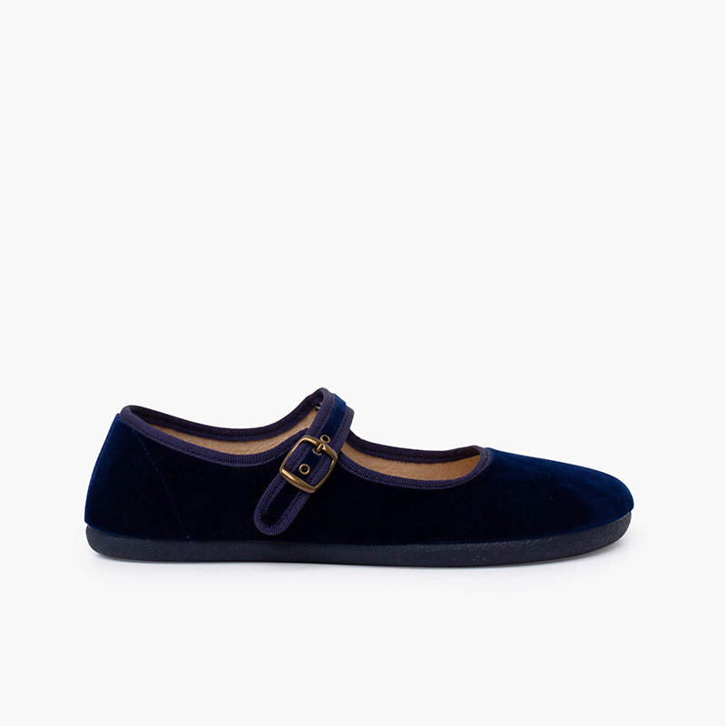 Babies femme barefoot velours boucle Bleu Marine