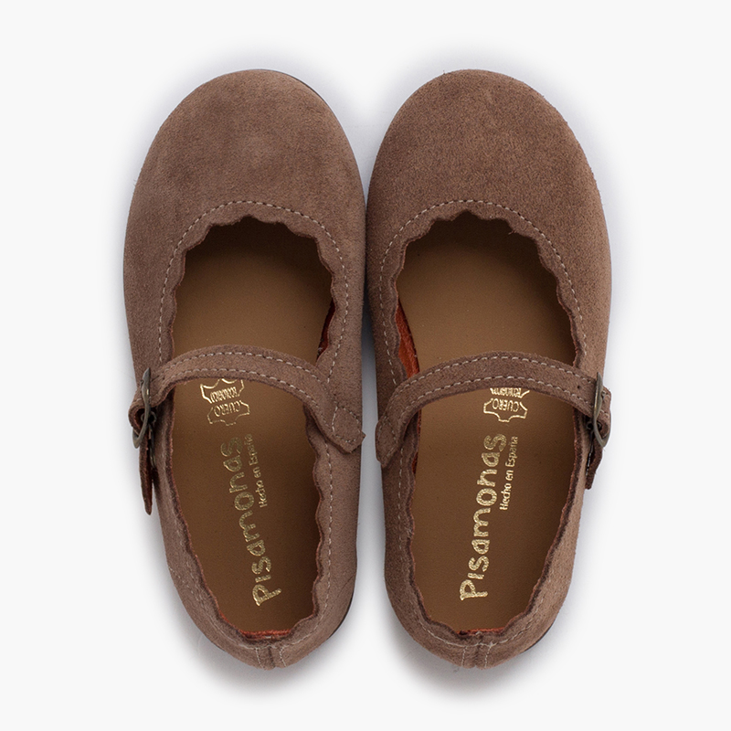 Chaussures babies suède vagues boucle Taupe