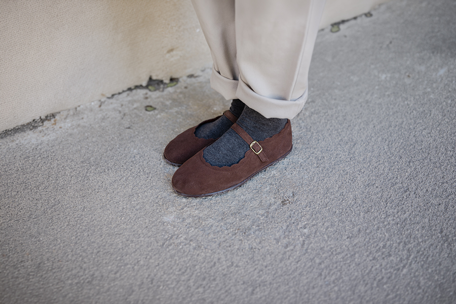 Chaussures babies suède vagues boucle