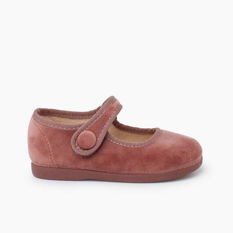 Babies velvet bride à scratch bouton Rose