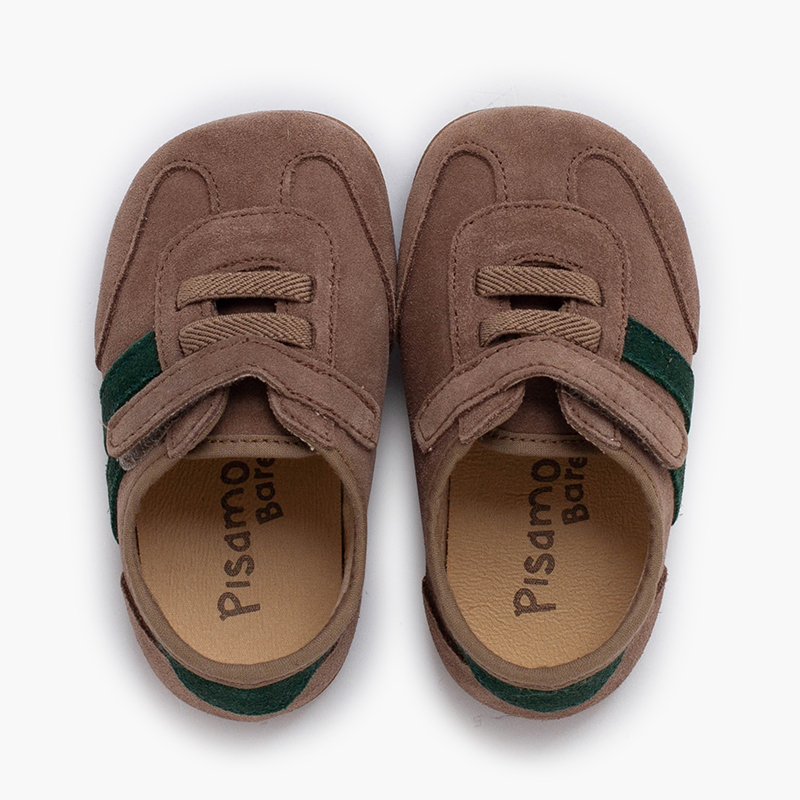 Baskets barefoot bandes latérales scratch Taupe