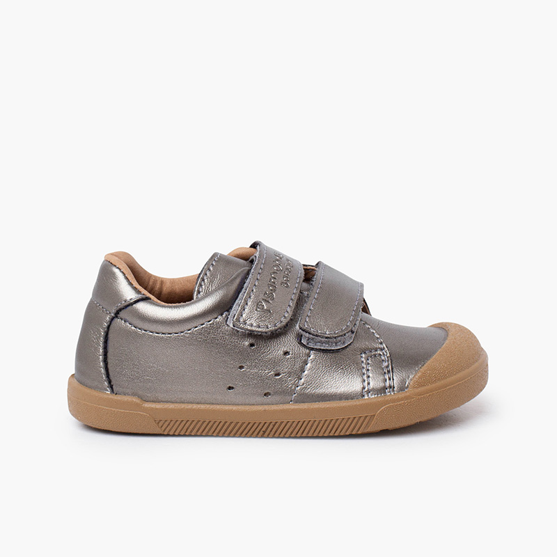 Baskets souples barefoot cuir végan effet métallisé Argent