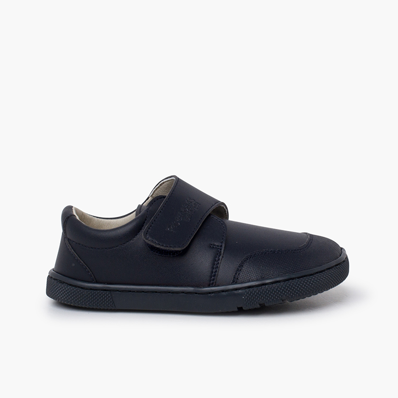 Chaussures Scolaires Barefoot Garçon Bout Renforcé Bleu Marine