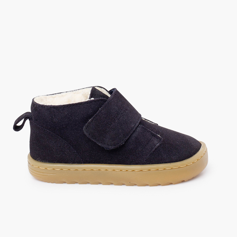 Bottines Blanditos suède doublure effet mouton Bleu Marine