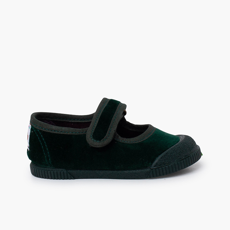 Babies barefoot velours bout caoutchouc Vert