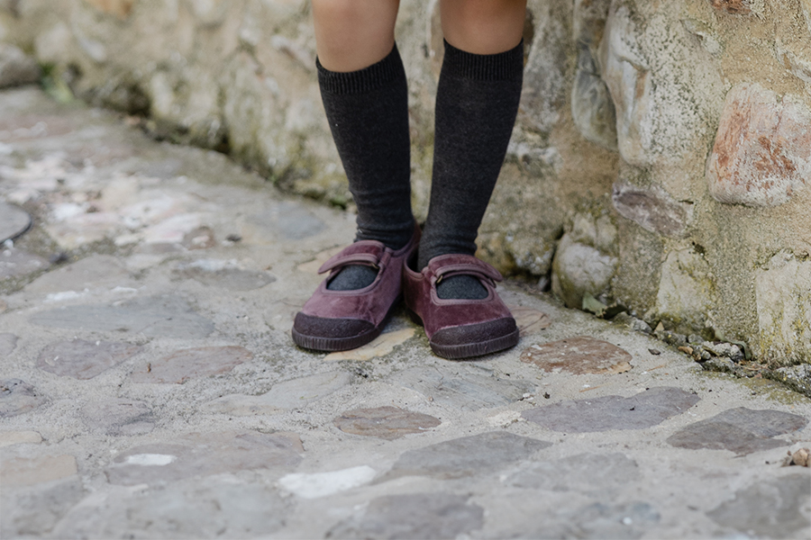 Babies barefoot velours bout caoutchouc