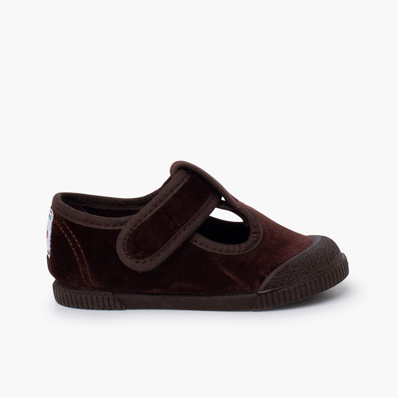 Salomés barefoot velours bout caoutchouc Marron
