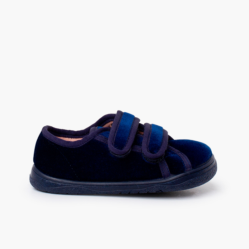 Baskets velours barefoot double scratch Bleu Marine