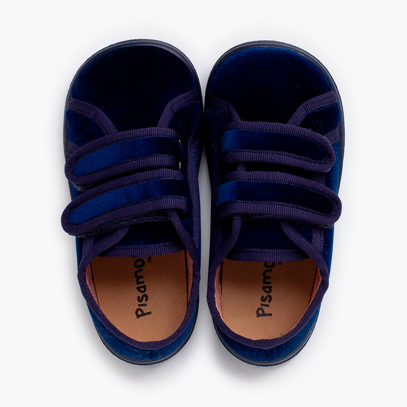 Baskets velours barefoot double scratch Bleu Marine